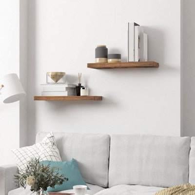 Floating Shelves, Set of 2, Wall Mounted Shelves, Decorative Wall Shelf with Length 60 cm, Wall Display Racks, Invisible Brackets,