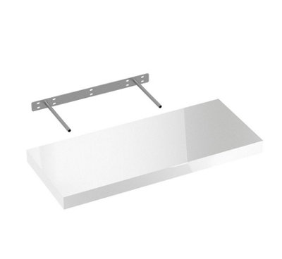 Floating Wall Mount Shelf Storage Shelves - Finish White High Gloss - Length 60cm