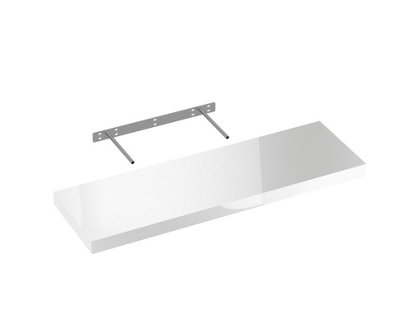 Floating Wall Mount Shelf Storage Shelves - Finish White High Gloss - Length 80cm