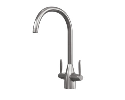 flode Drammen Dual Lever Kitchen Mixer Tap Pewter Finish