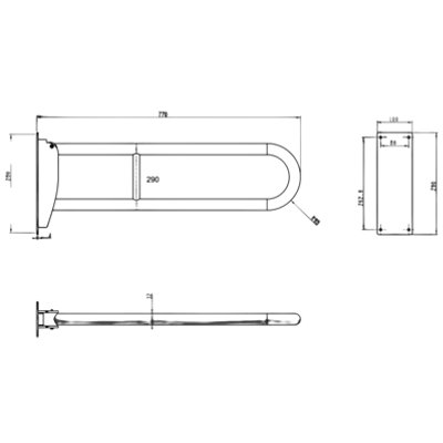 Flode Drop Down Grab Bar Blue Wall Mounted Folding Support Rail for ...