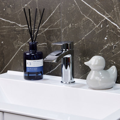 Flode Falun Mono Basin Mixer Tap with Waste Slotted Push Button Click-Clack Chrome