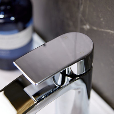 Flode Falun Mono Basin Mixer Tap with Waste Slotted Push Button Click-Clack Chrome