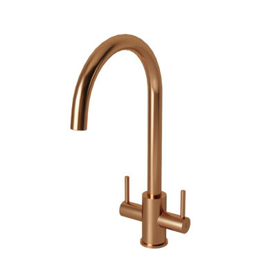 flode Hammerfest - Dual Lever Kitchen Mixer Tap - Brushed Copper Finish