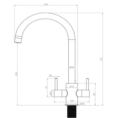 flode Hammerfest - Dual Lever Kitchen Mixer Tap - Brushed Copper Finish