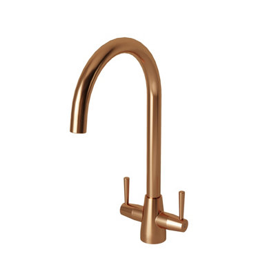 flode - Harstad - Dual Lever Kitchen Sink Mixer Tap - Brushed Copper