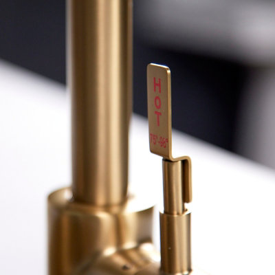 flode kraft Solo Industrial Style Single Lever 3 in 1 Instant Boiling Tap Brushed Brass Finish
