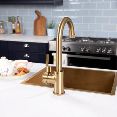 flode kraft Solo Industrial Style Single Lever 3 in 1 Instant Boiling Tap Brushed Brass Finish