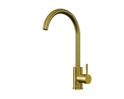 Flode Lillehammer Single Lever Kitchen Sink Mixer Tap with Swivel Spout Brushed Gold Finish