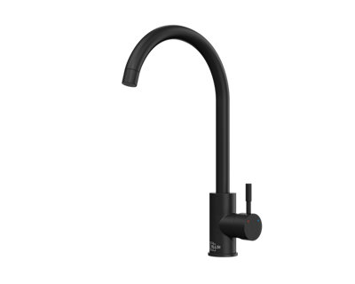 Flode Lillehammer Single Lever Kitchen Sink Mixer Tap with Swivel Spout Matt Black Finish