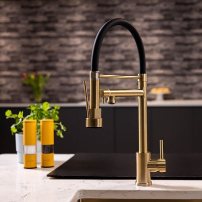 flode Mang Multi Use Kitchen Mixer Tap Brushed Brass