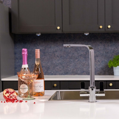 Flode Paddla Dual Lever Kitchen Tap Swan Neck Design Chrome