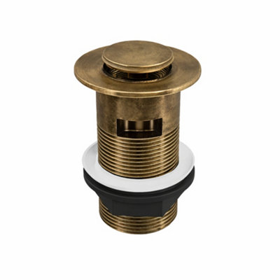 Flode Push Button Click-Clack Basin Waste, Antique Brass, Stainless ...