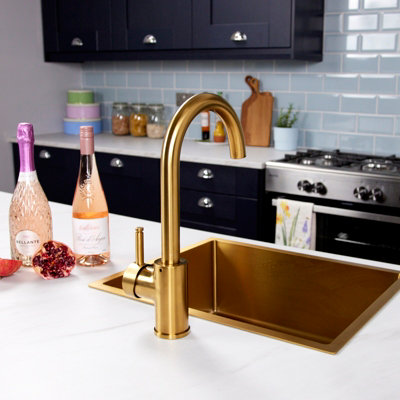 flode Solo Single Lever 3 in 1 Instant Boiling Tap Brushed Gold Finish