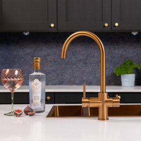 flode svan 3 in 1 Instant Boiling Hot Water Tap Brushed Copper Finish