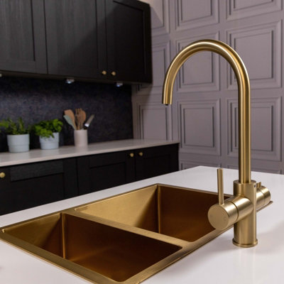flode svan 3 in 1 Instant Boiling Tap Brushed Brass Finish