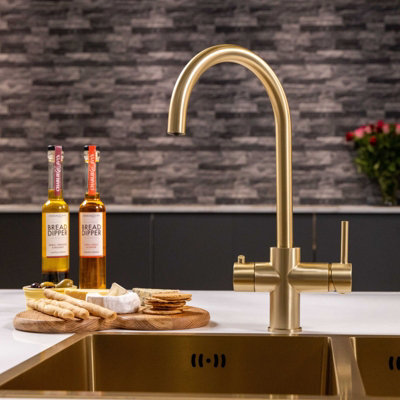 flode svan 3 in 1 Instant Boiling Tap Brushed Brass Finish