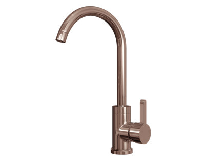 flode Vattern Single Lever Kitchen Sink Mixer Tap with Swivel Spout Swan Neck Design Copper Finish