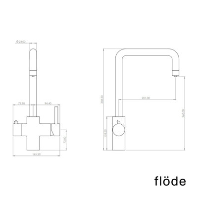 flode Vier 4 in 1 Instant Boiling Hot & Filtered Cold Water Tap Brushed Gold Finish