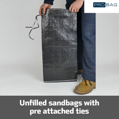 FLOOD DEFENCE Heavy Duty Sandbags - Black  - UV Protected - Unfilled - Industrial Grade