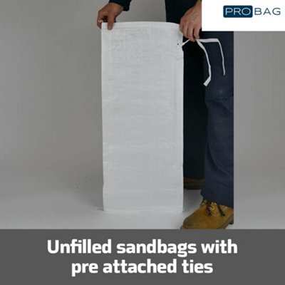 FLOOD DEFENCE Heavy Duty Sandbags - White  - UV Protected - Unfilled - Industrial Grade