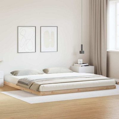 Floor Bed Frame Natural 180 x 220 cm Solid Pine wood