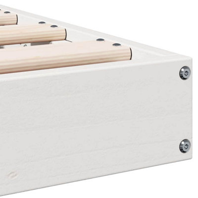 Floor Bed Frame White 100 x 220 cm Solid Pine wood