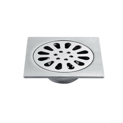 Floor drain with removable cover, 100 x 100 mm square stainless steel ...