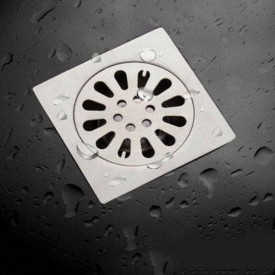 Floor drain with removable cover, 100 x 100 mm square stainless steel ...