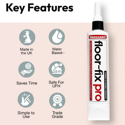 Floor-Fix Pro Squeezable (12 Pack) Bonding Adhesive for Loose and Hollow Tiles + Wood Floors. NO GUN OR SYRINGES REQUIRED