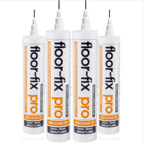 Floor-Fix Pro Superior Strength Adhesive - Fix Loose Tiles & Hollow Wood Floors - Includes Patented Syringe Tip  (4)