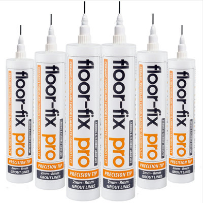 Floor-Fix Pro Superior Strength Adhesive - Fix Loose Tiles & Hollow Wood Floors - Includes Patented Syringe Tip (6)