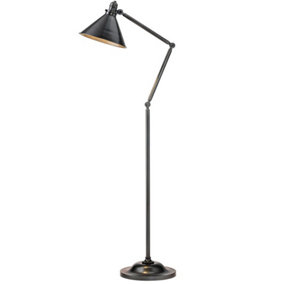 Floor Lamp Jointed Moveable Stem & Head Cone Shape Shade Old Bronze LED E27 100W