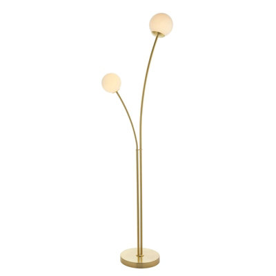 Floor Lamp Light Satin Brass & Opal Glass 2 x 3W LED G9 Complete Lamp ...