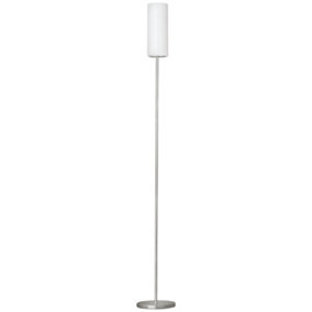 Floor Lamp Light Satin Nickel Shade White Painted Satin Glass Bulb E27 1x60W