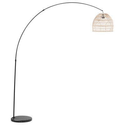 Floor Lamp with Rattan Shade Black GUAVIARE