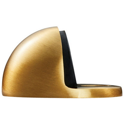 Floor mounted Oval Doorstop 44 x 22mm Satin Brass Half Moon Stopper