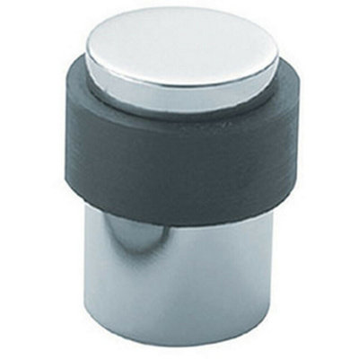 Floor Mounted Pedastal Doorstop with Rubber Buffer 40 x 30mm Bright Steel