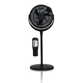 Floor or Desktop Mounted Cooling Fan with 3 Speeds, Timer, Adjustable Height and Head & Remote Control - H74-129 x W46 x D46cm