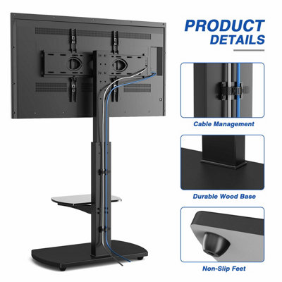 Floor Pedestal TV Stand Upto 55inch TV Black