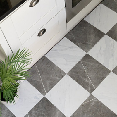 Floor Pops Bonneville Marble Self Adhesive Vinyl Floor Tiles Pack of 10 (0.93sqm)