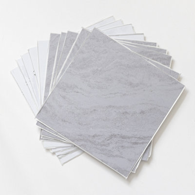 Floor Pops Langley Grey Self Adhesive Vinyl Floor Tiles Pack of 10 (0.93sqm)