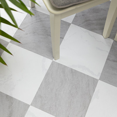 Floor Pops Langley Grey Self Adhesive Vinyl Floor Tiles Pack of 10 (0.93sqm)
