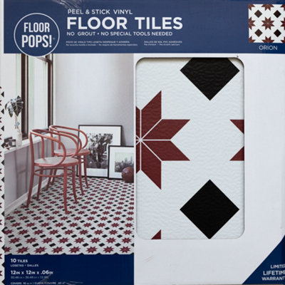 Floor Pops Orion 30.48 x 30.48cm Self-adhesive Vinyl Floor Tiles Pack 10 (0.93sqm)