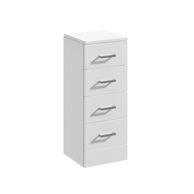 Floor Standing 4 Drawer Bathroom Unit - 300mm - Gloss White