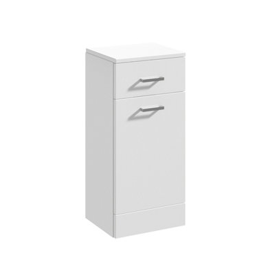 Floor Standing Bathroom Laundry Basket - 350mm - Gloss White