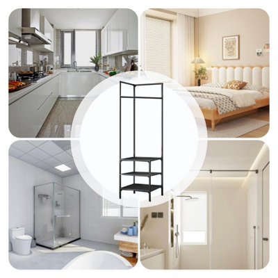 Floor Standing Corner Coat Rack, Black