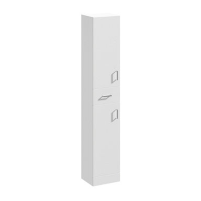 Floor Standing Tall Bathroom Unit - 350mm - Gloss White