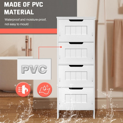 Floor Storage Cabinet Waterproof Bathroom Cabinet PVC Storage Unit with ...