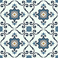 Floor Tile Motif 30.5x30.5cm Blue 10 Tiles Per Pack